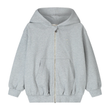 Hooded Cardigan w/ Zip GOTS - Gray Melange