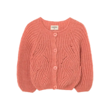 light tricot knit baby cardigan - pink sienna