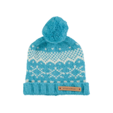Jacquard knitted hat w/ pompon | Turquoise