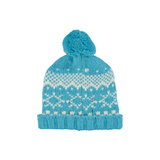 Jacquard knitted hat w/ pompon | Turquoise
