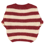 Knitted sweater | Bordeaux & light pink stripes
