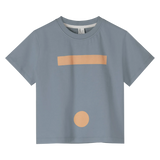 Oversized Tee w/ Logo GOTS - Stone Gray/Melon