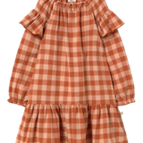 textured gingham flannel dress