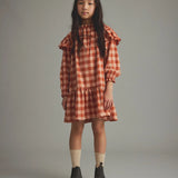 textured gingham flannel dress
