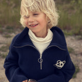Panda patch chunky knit half zip sweater