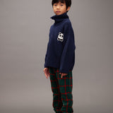 Panda patch chunky knit half zip sweater