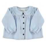 Peter pan collar blouse | Light blue soft denim