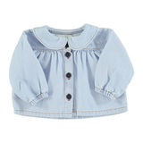 Peter pan collar blouse | Light blue soft denim