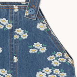BLOSSOMS DENIM SHORT DUNGAREE *medium wash denim*