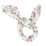 bandana | ecru w/ red flowers allover