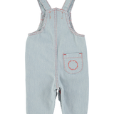 baby dungarees | ecru w/ indigo stripes