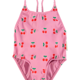 swimsuit w/ crossed straps | pink w/ cherries allover