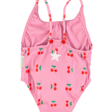 swimsuit w/ crossed straps | pink w/ cherries allover