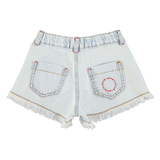 shorts w/ fringes | washed light blue denim