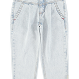 mom fit trousers | washed light blue denim