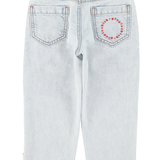 mom fit trousers | washed light blue denim