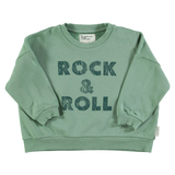 Sweatshirt | Green w/ "rock & roll" print