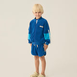 Blue Color Block Zipped Sweatshirt