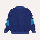 Blue Color Block Zipped Sweatshirt