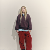 Polo Sweatshirt - Dark Cherry Fleece