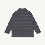 Roll Neck Rib Top - Phantom Stripe Rib Jersey