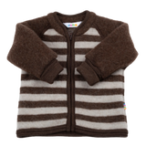 Wool Zipped Cardigan Brown Stripe