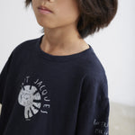 Slub print T-shirt tresors - Navy