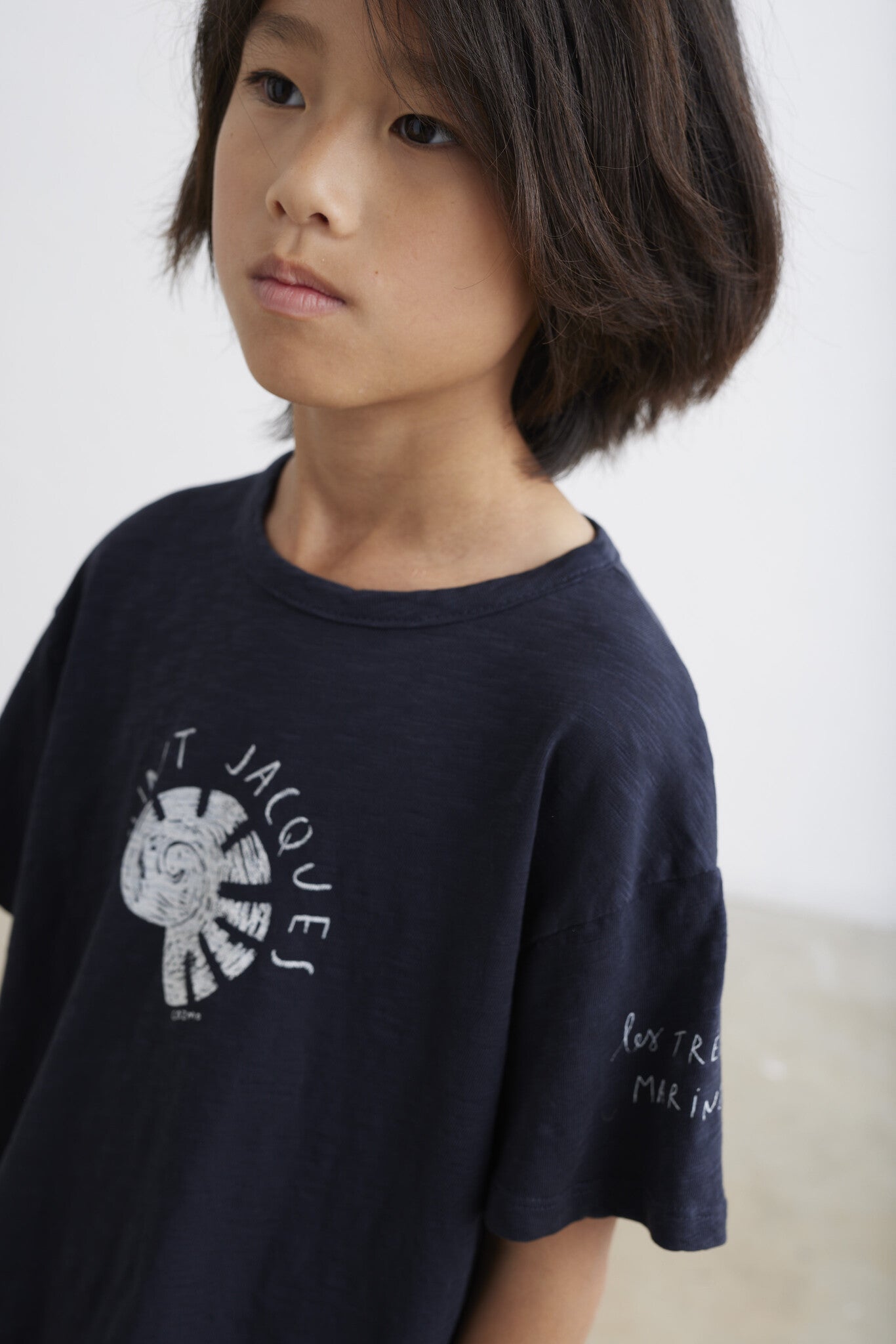 Slub print T-shirt tresors - Navy