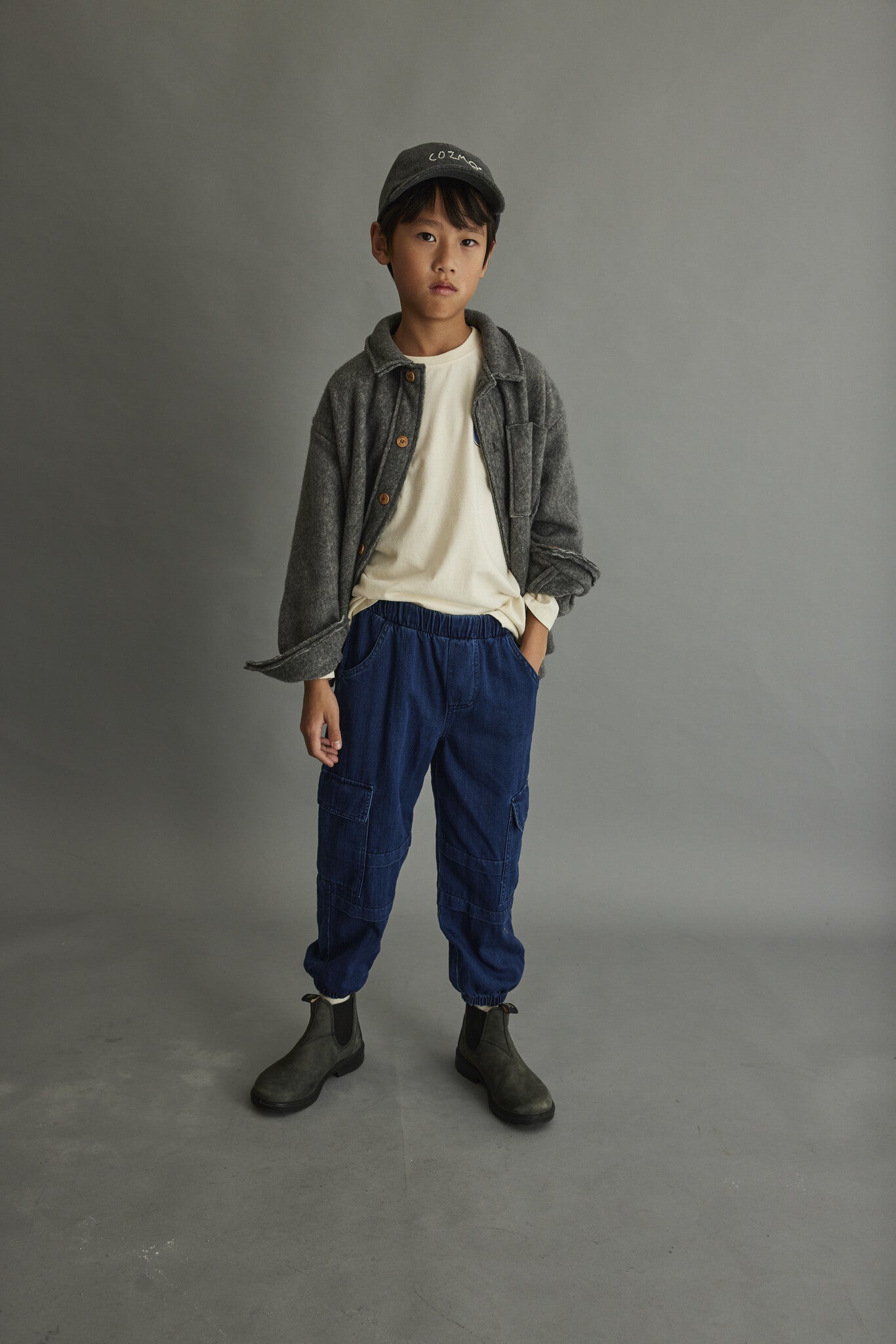 Herringbone denim cargo pants - Denim