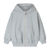 Hooded Zipped Cardigan - Light Grey Melange