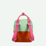 Sticky Lemon backpack small - colourblocking- towel green + gravel orange